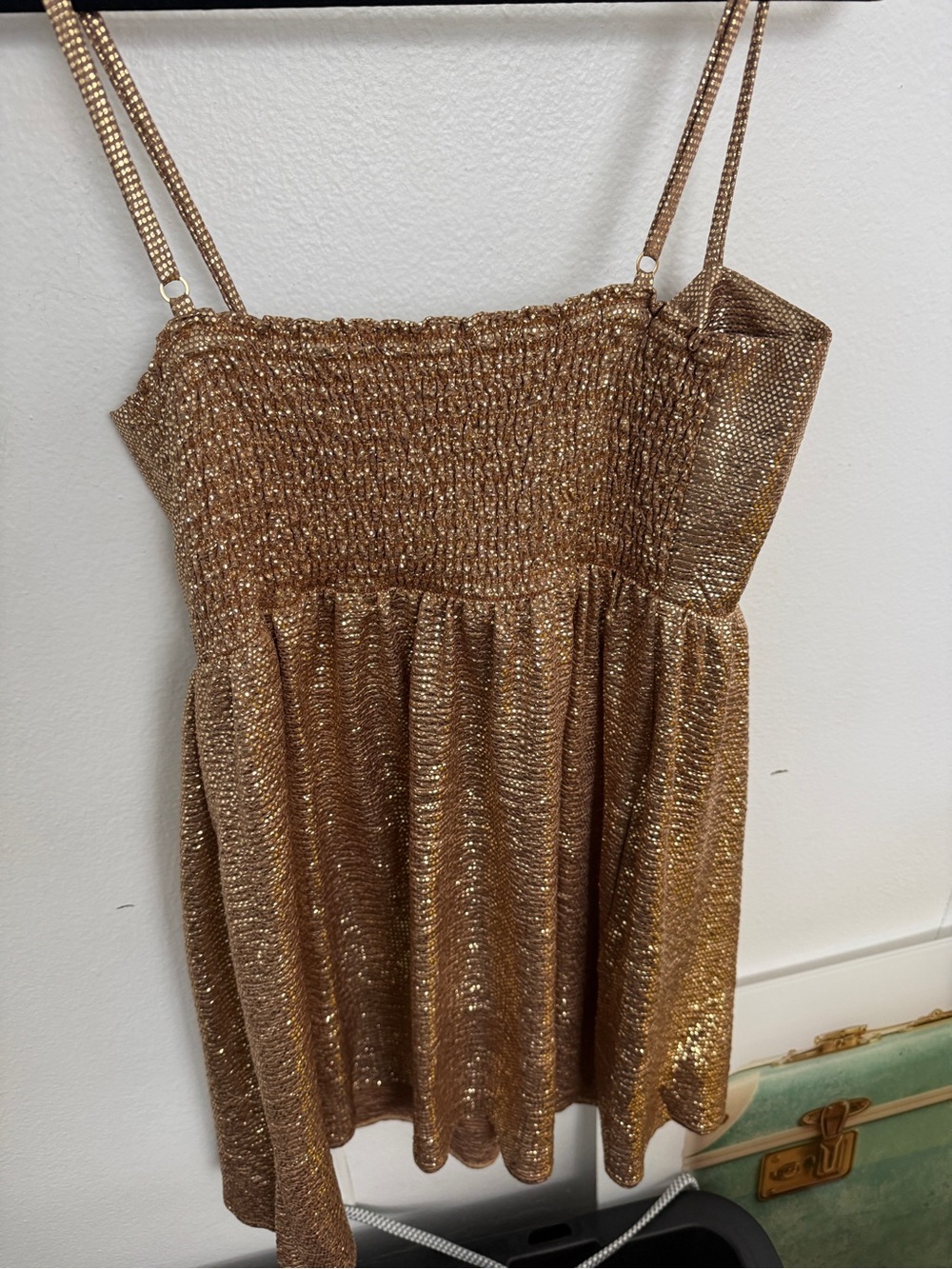 Show Me Your MuMu Gold Metallic Bow-Front Spaghetti Strap dress - Picture 3 of 4